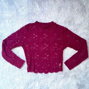 Lace Cropped Long Sleeve Top
